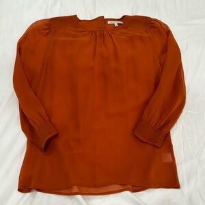 Madewell Broadway & Broome rust 100% silk 3/4 sleeve blouse XS